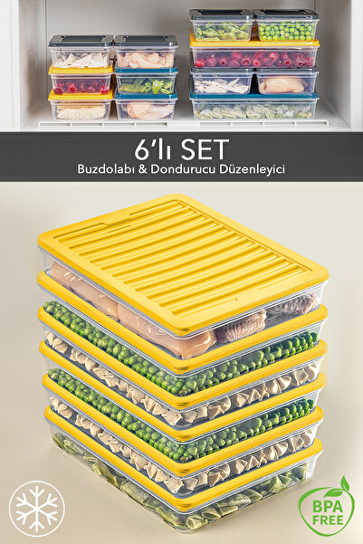 Meleni Home 6-Piece Microwave Compatible Food Storage Set - Yellow 6x2400ml
