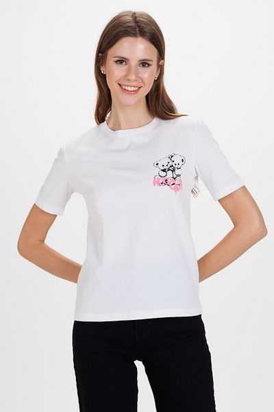 Ecrou Γυναικείο Crop T-Shirt White Panda με στάμπα