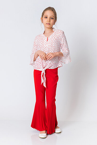 incity Girl's Polka Dot Lantern Sleeve Blouse
