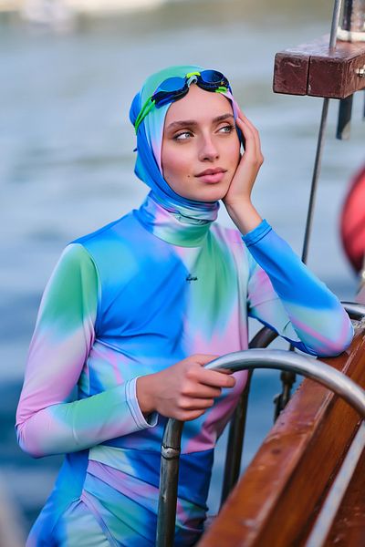 ALFASA Hijab Swimsuit - Patterned, Wrapped Cut and Skirt Detail