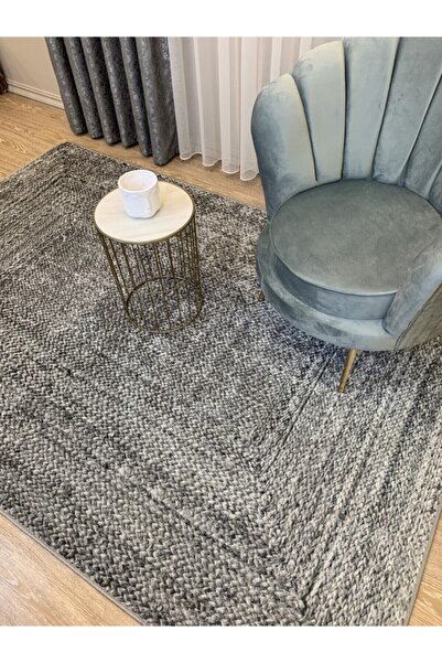 Brillant Hasır Jüt Görünümlü 3d Renkli Lateks Deri Taban Halı