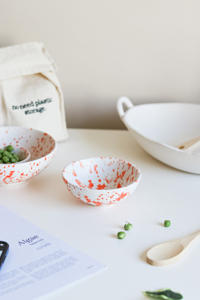 Beige & Stone Seramik Turuncu Benekli Çerez Kahvaltılık Orta Sunum Kase 150 ml