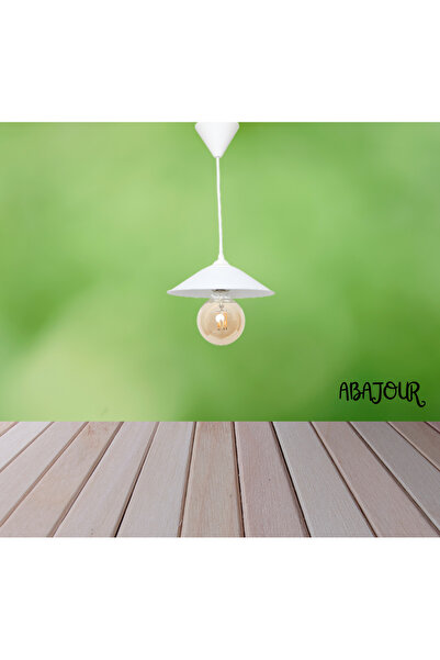 ABAJOUR Tekli Rustik Tasarım Şapkalı Avize BEYAZ