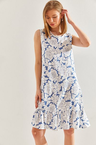 Bianco Lucci Women's Viscose Dress with Ruffled Skirt and Floral Pattern -60211018