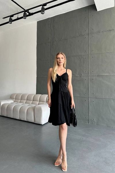 Ded COLLECTION Rochie de damă pliată cu bretele din in