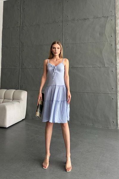 Ded COLLECTION Rochie de damă pliată cu bretele din in