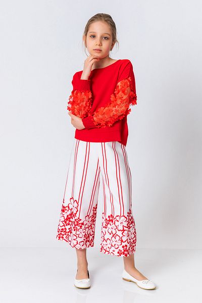 incity Girl's Flower Patterned Wide Leg Trousers