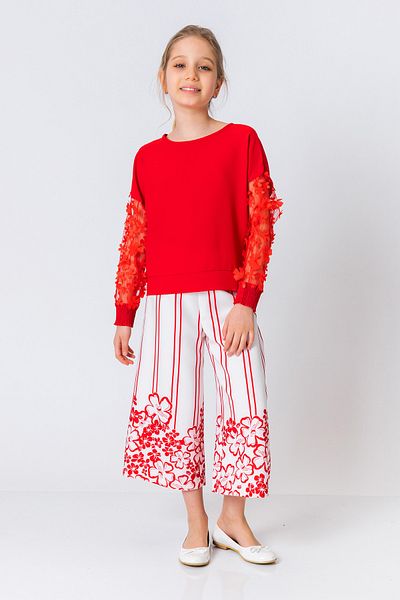 incity Girl's Flower Patterned Wide Leg Trousers