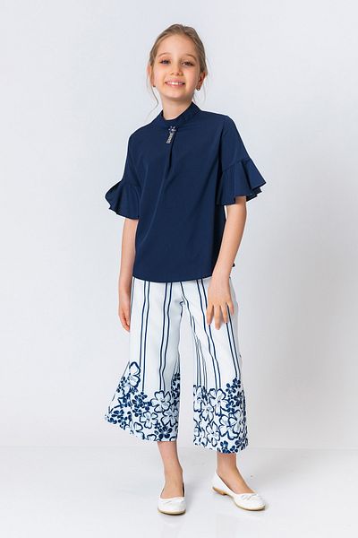 incity Girl's Flower Patterned Wide Leg Trousers