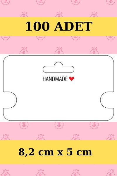 Emtory Home Handmade - 100 Adet Kolye Kartı - Bileklik Kartı - Takı Kartı - P...