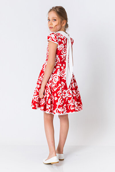 incity Girl's Degaje Collar Floral Flounce Dress