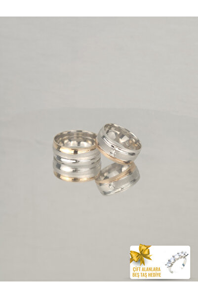 Twem Silver Modern Klasik Inci Işıltısı 925 Ayar Gümüş Alyans, Nişan Ve Söz Yüzüğü, Çift Alımlara Beştaş Hediye