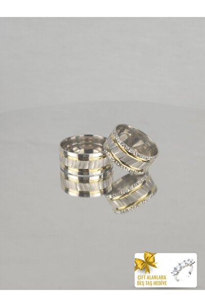 Twem Silver Renkli Zarif Ahenk Halkası 925 Ayar Gümüş Alyans Çift Alıma Beştaş Hediye (TEK YÜZÜK FİYATIDIR)