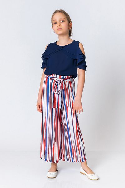 incity Girl's Colorful Striped Wide Leg Trousers