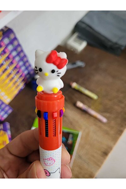 O&S Oyun ve Sanat Eğlen-Üret Pink Hello Kity 10-Color Ballpoint Pen - Sweet Primary and Secondary School Children's Gift