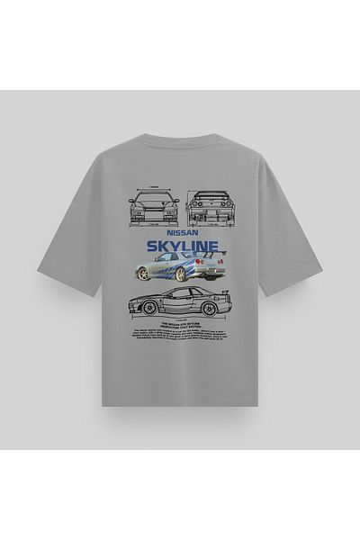 WooWoo Tricou alb unisex Nissan Skyline