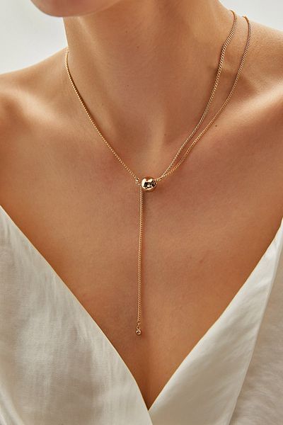 Bianco Lucci Steel Ball Extended Women's Necklace - AKSS229