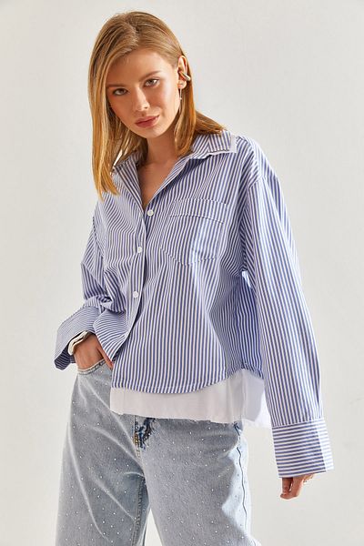 Bianco Lucci Poplin Shirt - Garnished Striped Women's Model60211027