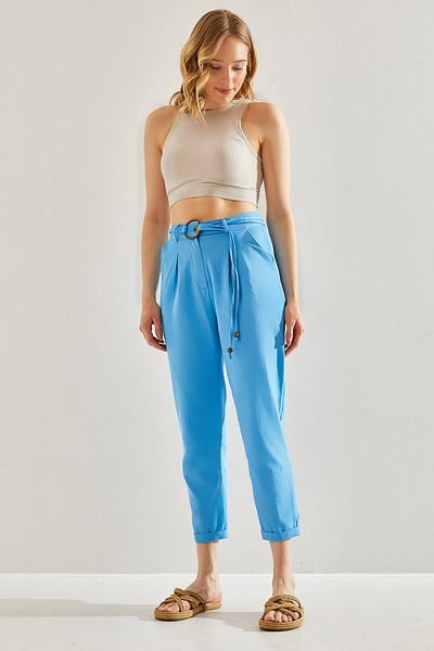 Bianco Lucci Pantaloni de damă din in 60221009   - arcuit