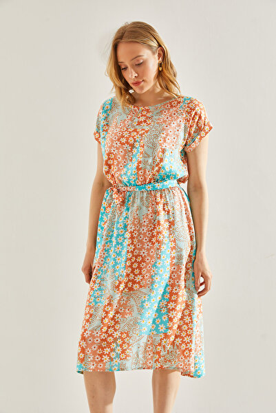 Bianco Lucci Dámské šaty s páskem s viskózovým vzorem -60221003