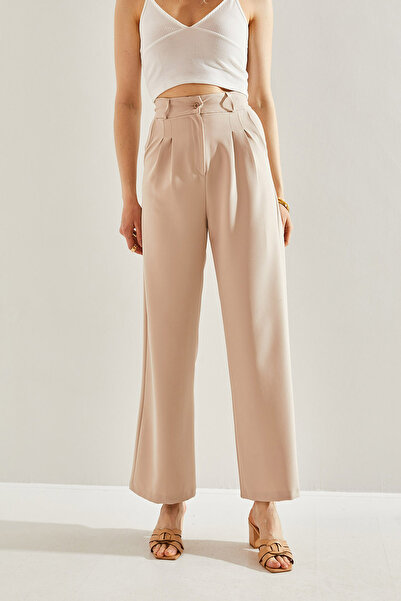 Bianco Lucci High Waist and Double Grass Women's Trousers - Double Fabric60221006