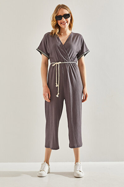 Bianco Lucci Double Breasted Collar and Belted Women's Jumpsuit -60221026