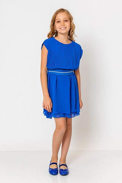 incity Rochie plisată cu curea cu gât rotund pentru fete