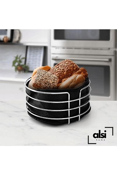 ALSİ HOME Πολυτελές ανοξείδωτο σετ παρουσίασης και καλάθι ψωμιού Θήκη για πετσέτες Θήκη για χαρτοπετσέτα Nihale Bread Set 4 τεμαχίων