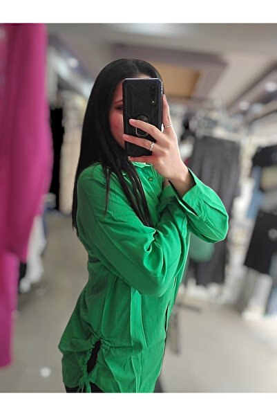 Sublime Butik Cămașă de vară verde adunată