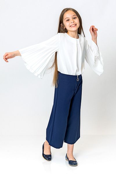 incity Girl's Front Zippered Wide Leg Trousers