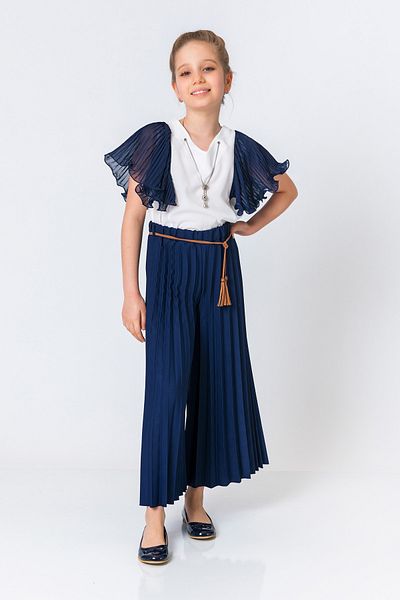 incity Girl's Rope Belt Detailed Pleated Trousers