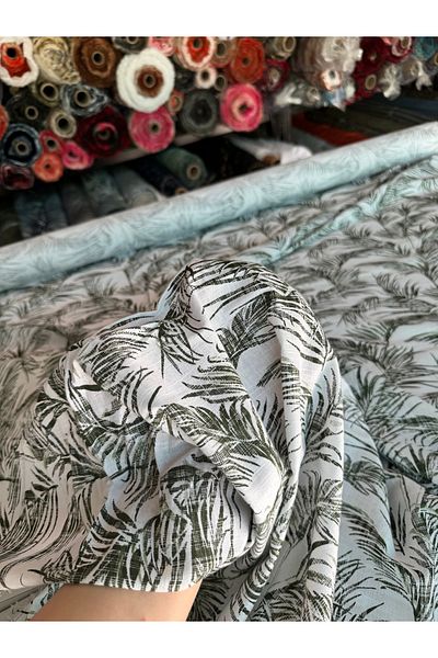 Yaren Ülker Flam Linen Fabric Double Leaf Pattern