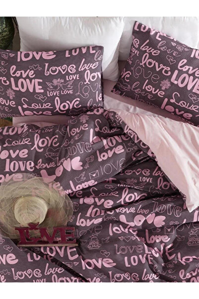 Sheri Home Tekstil PinkLove Tek Kişilik Cift Taraflı  Nevresim Takımı(ÇARŞAFL...