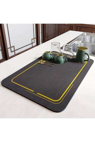 Lavin Tezgah Üstü-Bulaşık Kurutma Örtüsü-Matı Tezgah Üstü Siyah Süper Emici B...
