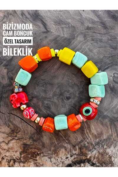 bizizmoda Glass Basement Bead Bracelet Glass Beaded Bracelet