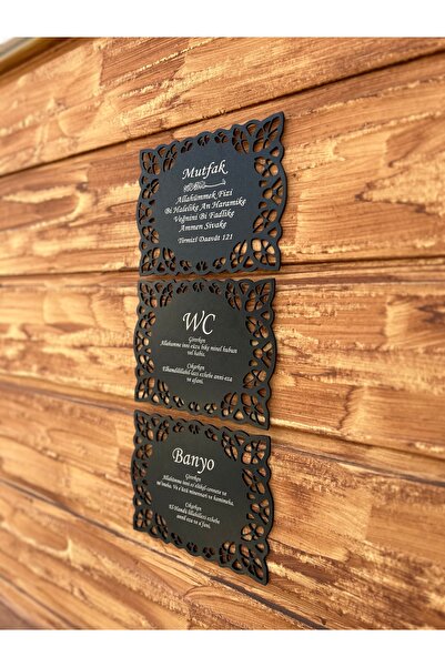 10kdekor Wc banyo mutfak 3 lü kapi süsü duvar dekoru siyah beyaz kahverengi