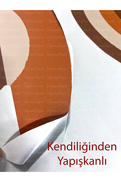 KanvasSepeti Kendiliğinden Yapışkanlı Kalın Kanvas Dokulu Dekoratif Bohem Art Soyut Duvar Kağıdı Duvar Stickerı