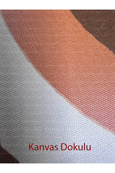 KanvasSepeti Kendiliğinden Yapışkanlı Kalın Kanvas Dokulu Dekoratif Bohem Art Soyut Duvar Kağıdı Duvar Stickerı