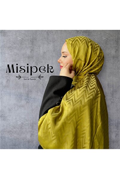 MİS İPEK Şal jacquard mătăsos cu model în zig-zag