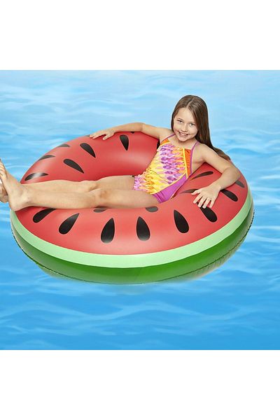 BERMUDA Watermelon Bagel with Holder Inflatable Watermelon Patterned Bagel Sea Bagel Fruit Bagel Pool Watermelon Bagel 86 cm