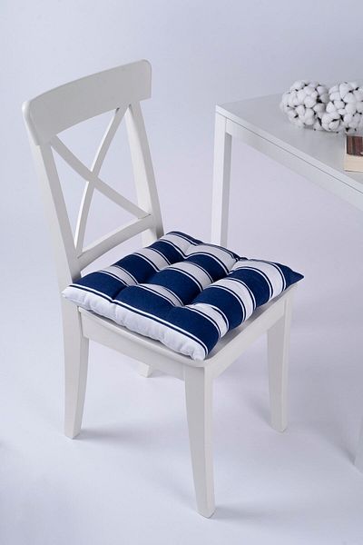 ALTINPAMUK Beta Blue White Pernă pentru scaun pufoasă cu șireturi 40x40cm