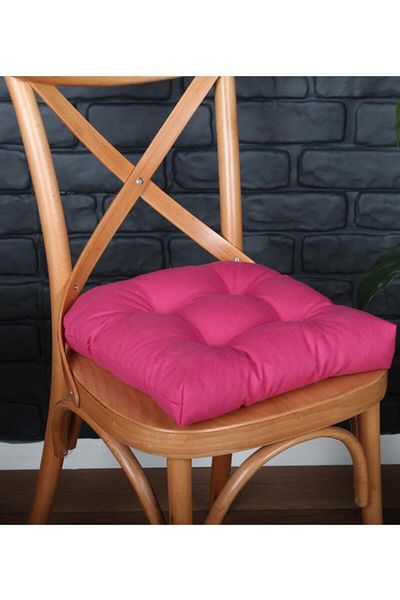 ALTINPAMUK Pernă pentru scaun pufoasă auriu fucsia cu șireturi speciale cusute 40x40cm