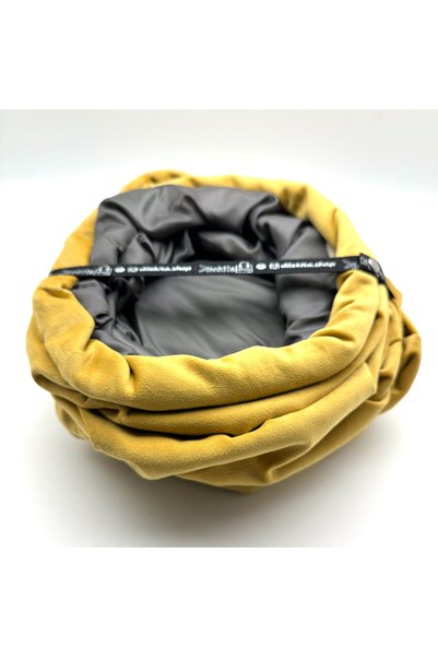 Dilekita Three-Way Foldable Velvet Cat Tunnel (Yellow)