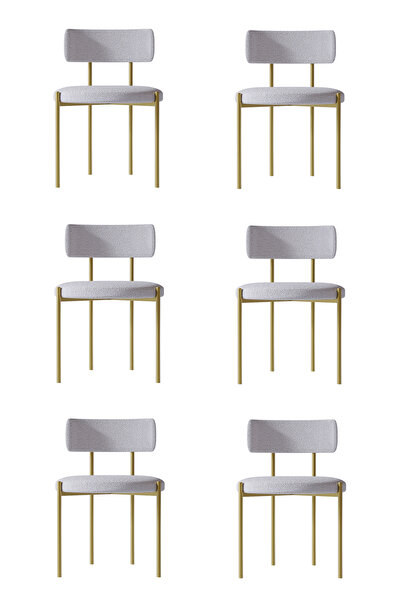 AVVİO Vista Mat Gold 6 'lI Yemek Odası Mutfak Masası  Cafe Restorant Sandalye...