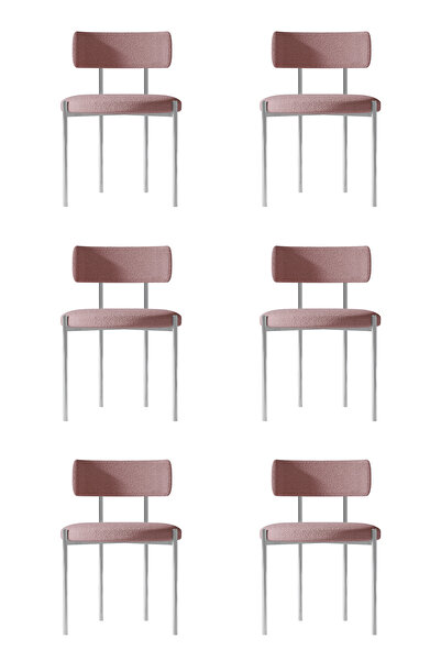 AVVİO Cheri  Gümüş 6 'lI Yemek Odası Sandalyesi Mutfak Masası  Cafe Restorant...