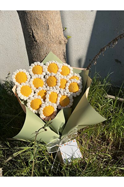 çınar kadın kooperatifi Örgü Papatya Buketi,Papatya Çiçeği,El Yapımı Örgü Çiç...