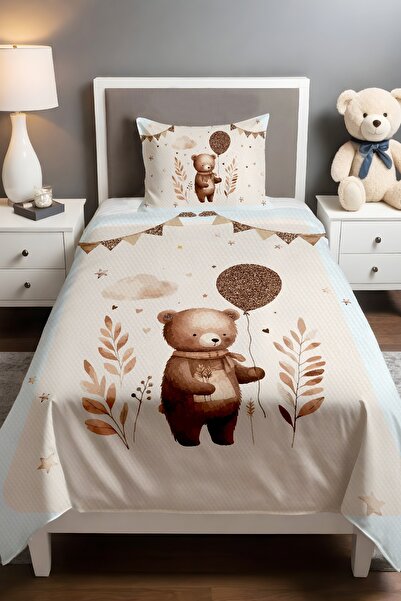 EVPANYA Balloon Teddy Bear Patterned Pique Set (160x230cm)