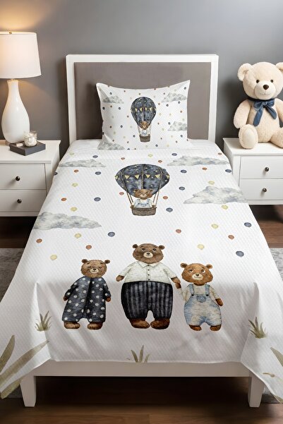 EVPANYA مجموعة بيكيه منقوشة لعائلة الدب اللطيفة (160x230 سم)
