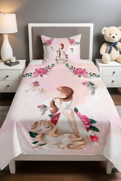 EVPANYA طقم بيكيه بتصميم الأميرة ذات الشعر الطويل (160×230 سم)