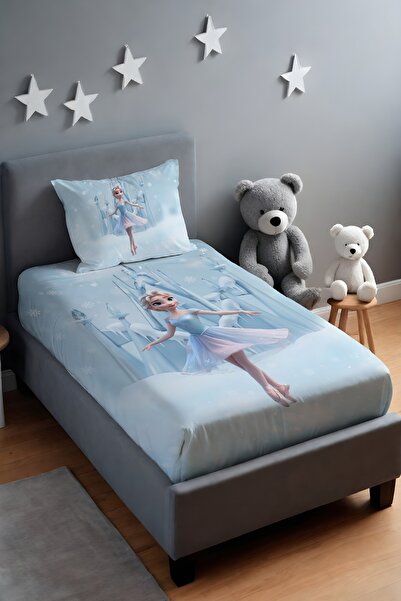 EVPANYA Buz Kalesi Balerin Elsa Desenli Yatak Örtüsü ve Yastık Kılıfı
